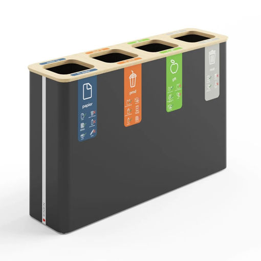 Afbeelding van Globular Afvalscheidingsbak 4x60 ltr Zwart/ Bamboe